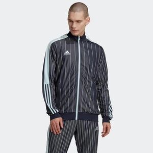 NWT Men’s Adidas Navy/Light blue Striped Track Jacket, Size Large